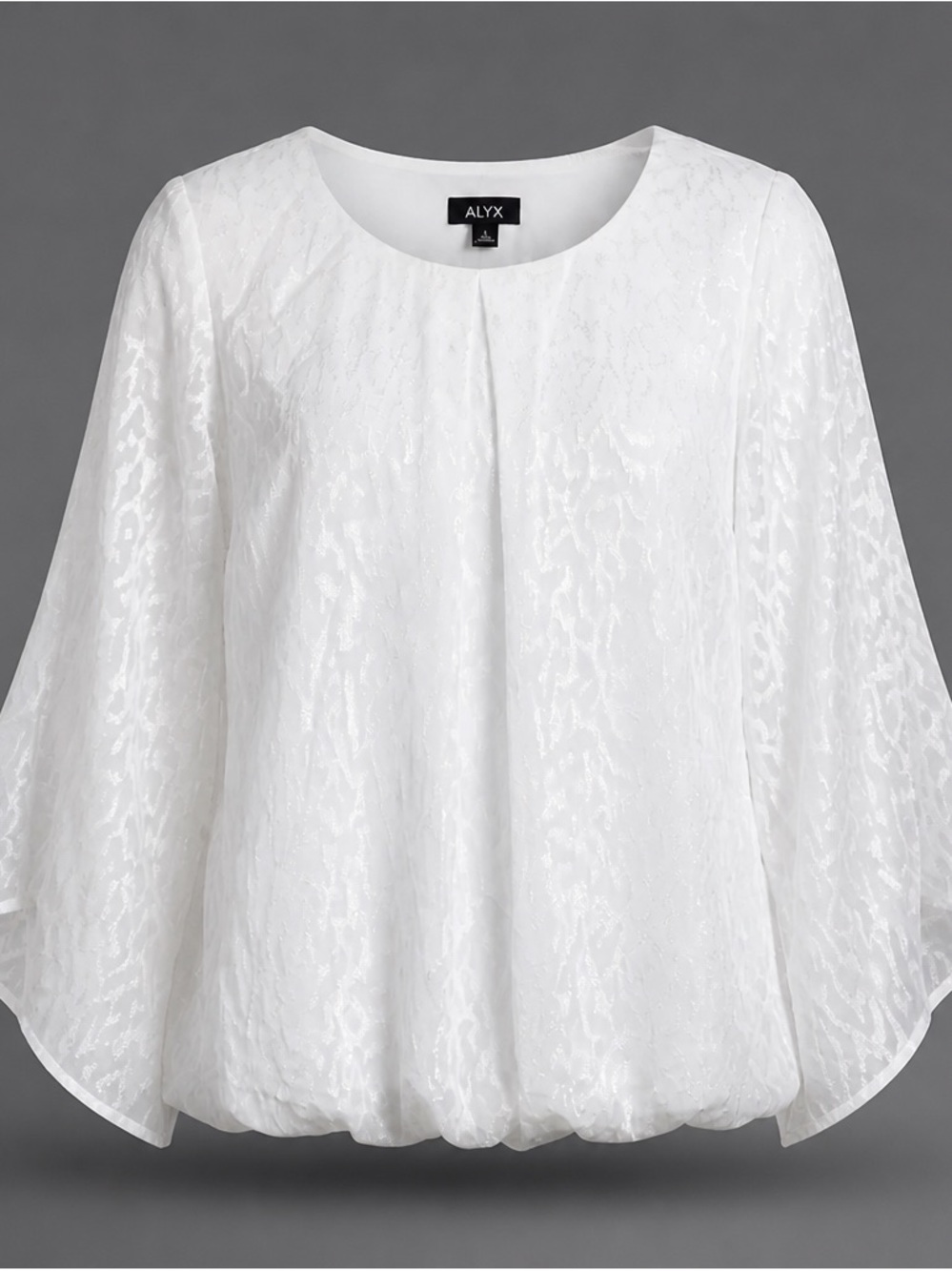 Alyx White Textured Bubble-Hem Blouse